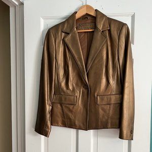Gold Leather Blazer